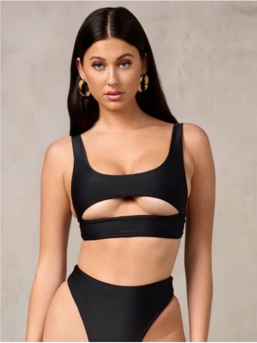 NWT MBM Swim Underboob Lucky Bikini Top Size Medium- Sand Cutout